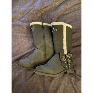 JUICY COUTURE GIRLS TALL BLACK BOOTS SIZE 12 SPARKLE